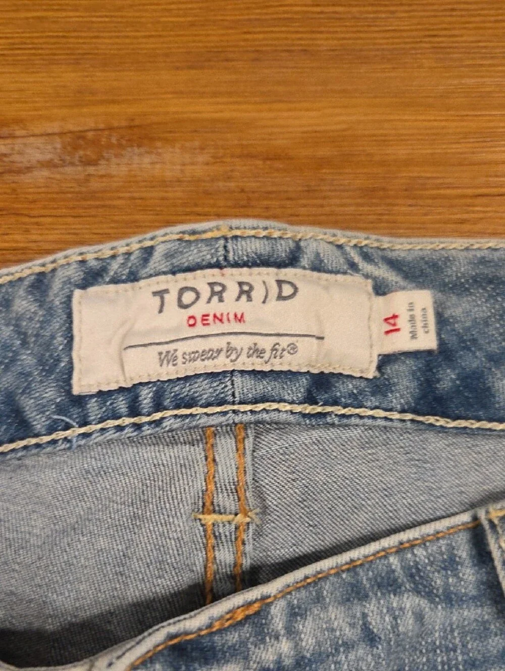 torrid Light Wash Denim Shorts with White Lace Trim